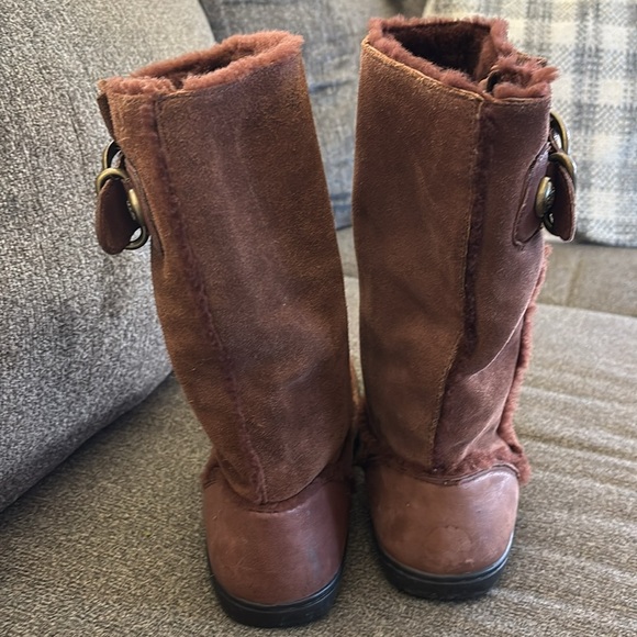 Coach Mid Winter Suede Sheepskin Pull On Brown Boots Size 10 - Picture 14 of 15